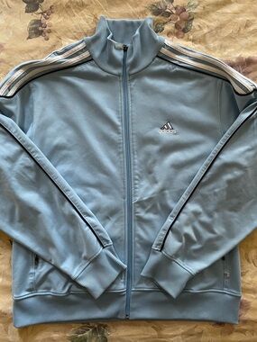 adidas Light Blue Track Jacket with White 3-Stripes